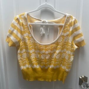 Maeve by Anthropologie gold floral sweater